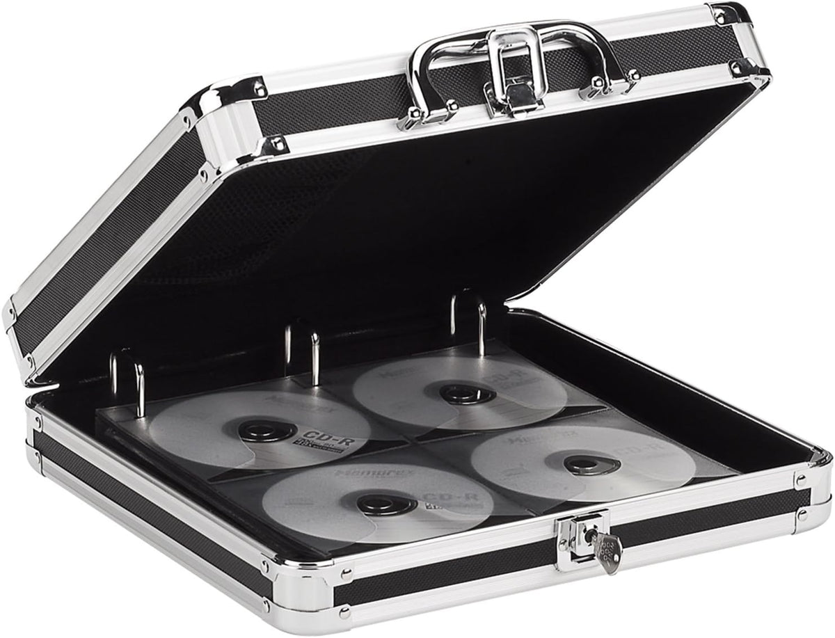 Vaultz Locking DVD Storage Case, 128 CD Holder, Video Game Organizer, Black