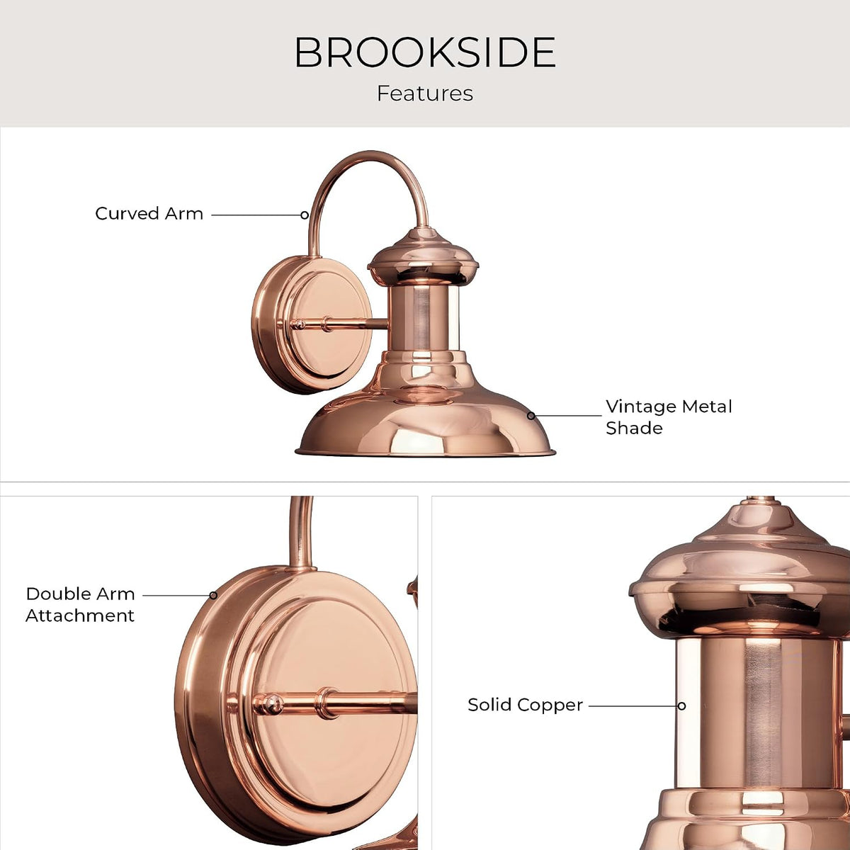 Progress Lighting Brookside Outdoor Wall Lantern Light, Copper