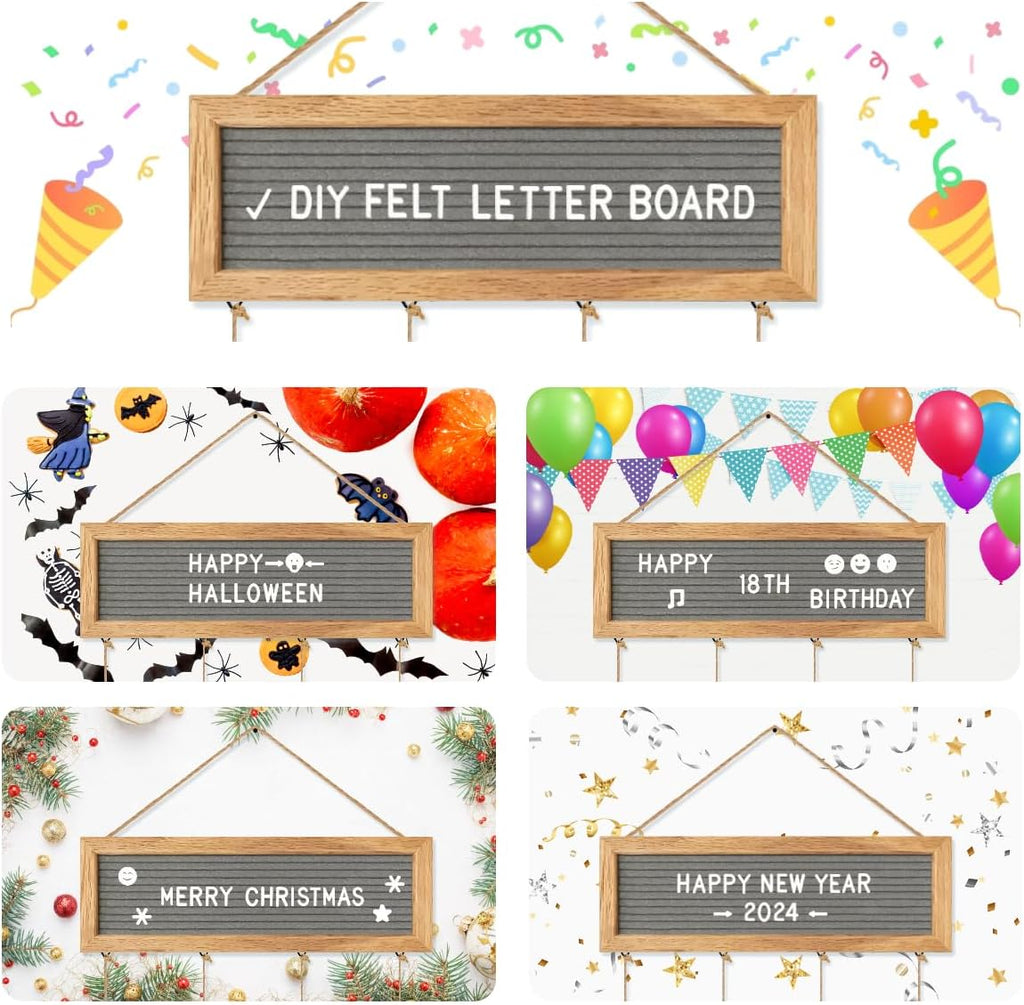 CJIAWYS Picture Frames Collage Wall Decor Hanging Photo Display Frame Felt Letter Board with 340 Letters and 30 Clips, Unique DIY Collage Picture Frames for Dorm Room Decor, Christmas Birthday Party