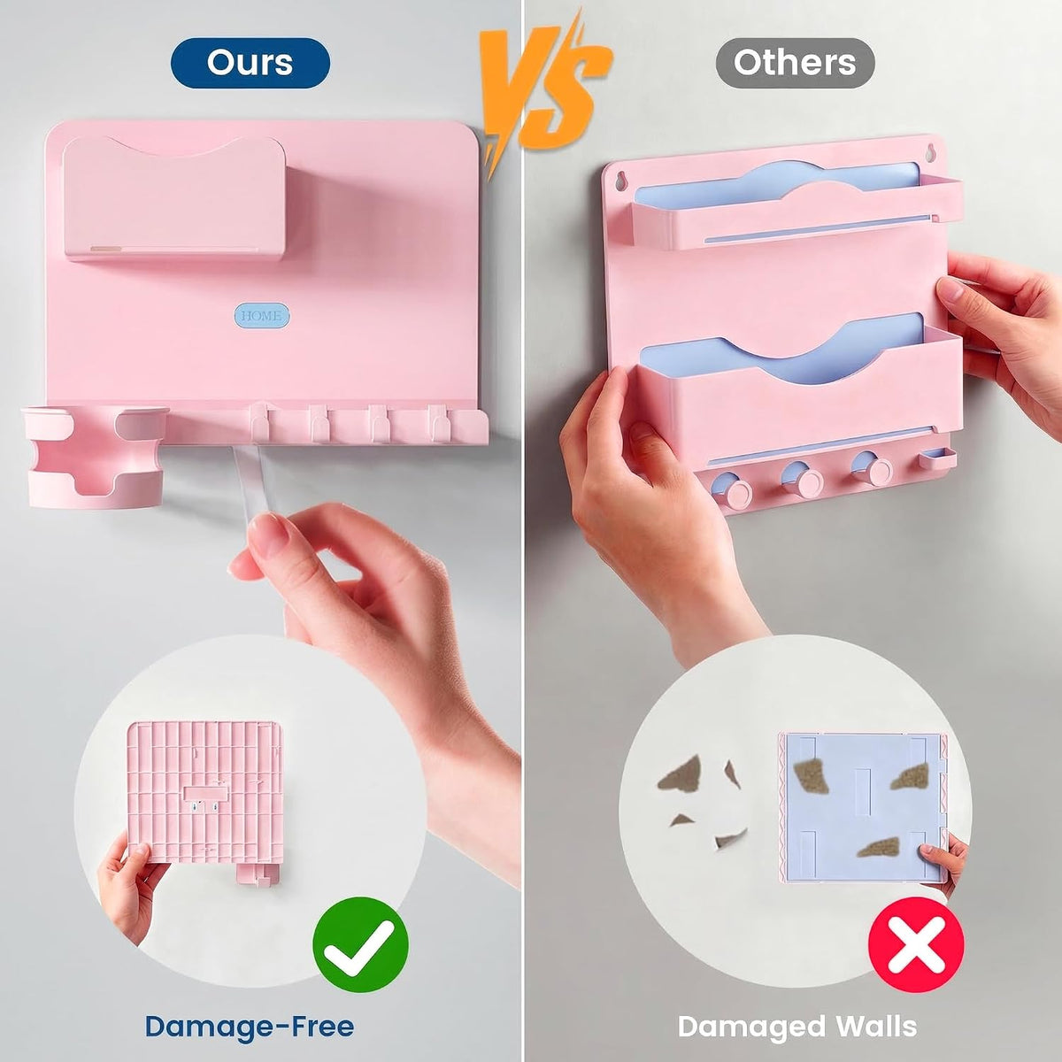 Floating Shelves for Bedside Shelf Accessories Organizer, Wall Mount Shelf Stick On, Cute Room Decor Aesthetic, Girls Room Decor, Cool Stuff for Bedroom Storage and Organization (Pink)