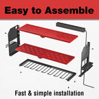 Power Tool Organizer with Charging Station Wall Mount, Cordless Drill and Battery Holder for Garage Organization, Electric Tools Storage Rack Build in Surge Protection Power Strip - Red Shelf