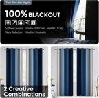 SimpleHome Blue Ombre 100% Blackout Curtains - Image 2