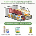 3 Pack Can Storage Organizer For Pantry,Stackble Widen Can Holder Rack With 3 Adjustable Dividers, Can Dispensers For Soup Soda Canned Food Water Bottle, Pop Drink Organizers for Cabinet Shelf