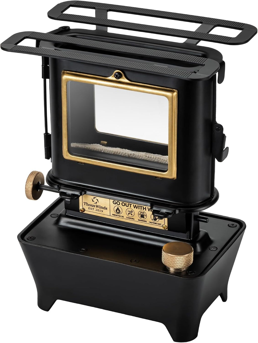 Thous Winds Camping Oil Lantern, Fuel Lamp for Outdoor Lighting Portable Stove for Cooking Warming, Black