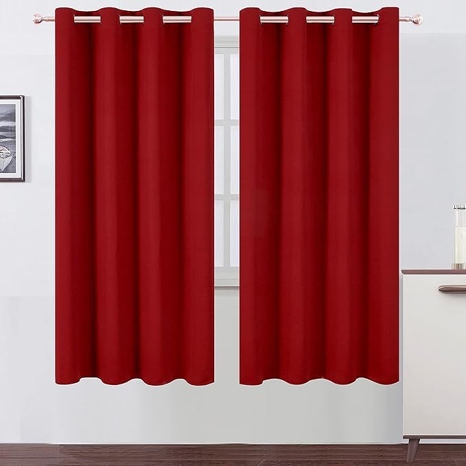 LEMOMO Red Thermal Blackout Curtains/52 x 72 Inch/Set of 2 Panels Room by Lemomo