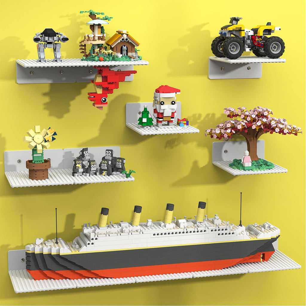 BlissBox 12Pack Floating Shelves for Wall Compatible with Lego Bricks,White