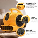 1100 CFM 3-Speed Industrial Air Mover Floor Blower Fan with Timer