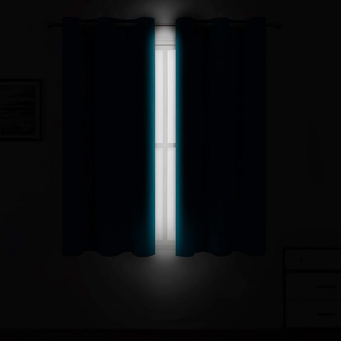 LEMOMO Teal Blackout Curtains 40 x 63 Inch Length/Set of 2 Curtain - Image 3