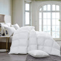 Luxurious Goose Feather Down Fiber Comforter King Size, Extra Fluffy Duvet Insert, Ultra-Soft, Breathable, Baffle Box Design, All Season Hotel Luxury (Palatial King 120" x 98" White)