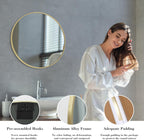 Sweetcrispy 24 Inch Round Wall Mirror, Bathroom Mirror for Over Sink