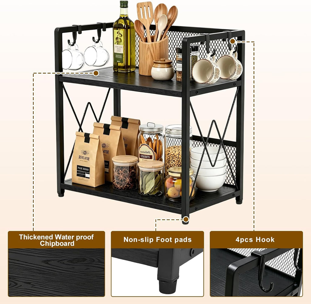 Coffee Bar Organizer, Kitchen Counter Organizer, Wood Coffee Bar Shelf