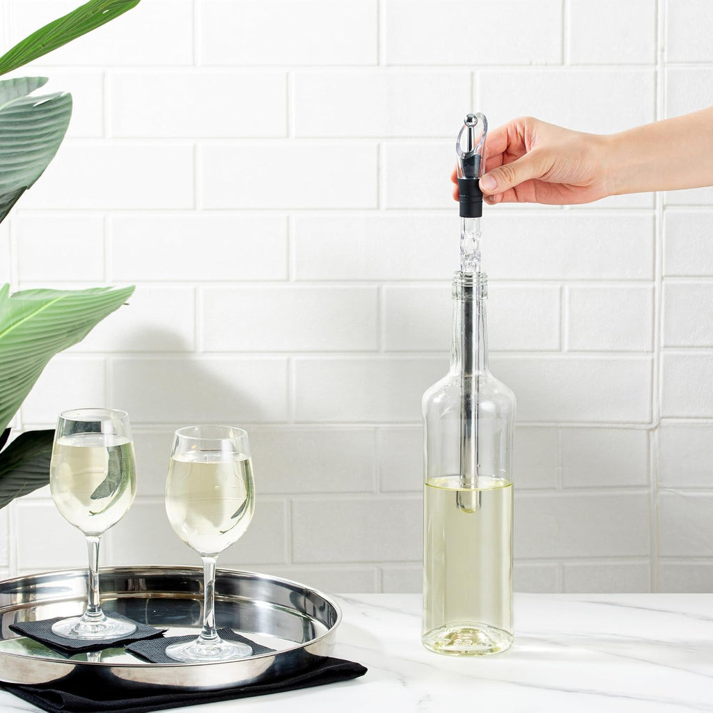 Restaurantware Wine Chilling Rod - 12.64 Inches Stainless Steel Wine Pour Spout With Chiller - Leak-Resistant Wine Accessory - Durable Silver Wine Cooler Stick