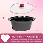 Paris Hilton 6-Quart Manual Slow Cooker, Naturally Nonstick Stoneware Ceramic Insert, Three Settings (Low, High, Warm), Dishwasher Safe Family Size Slow Cooker, Berry