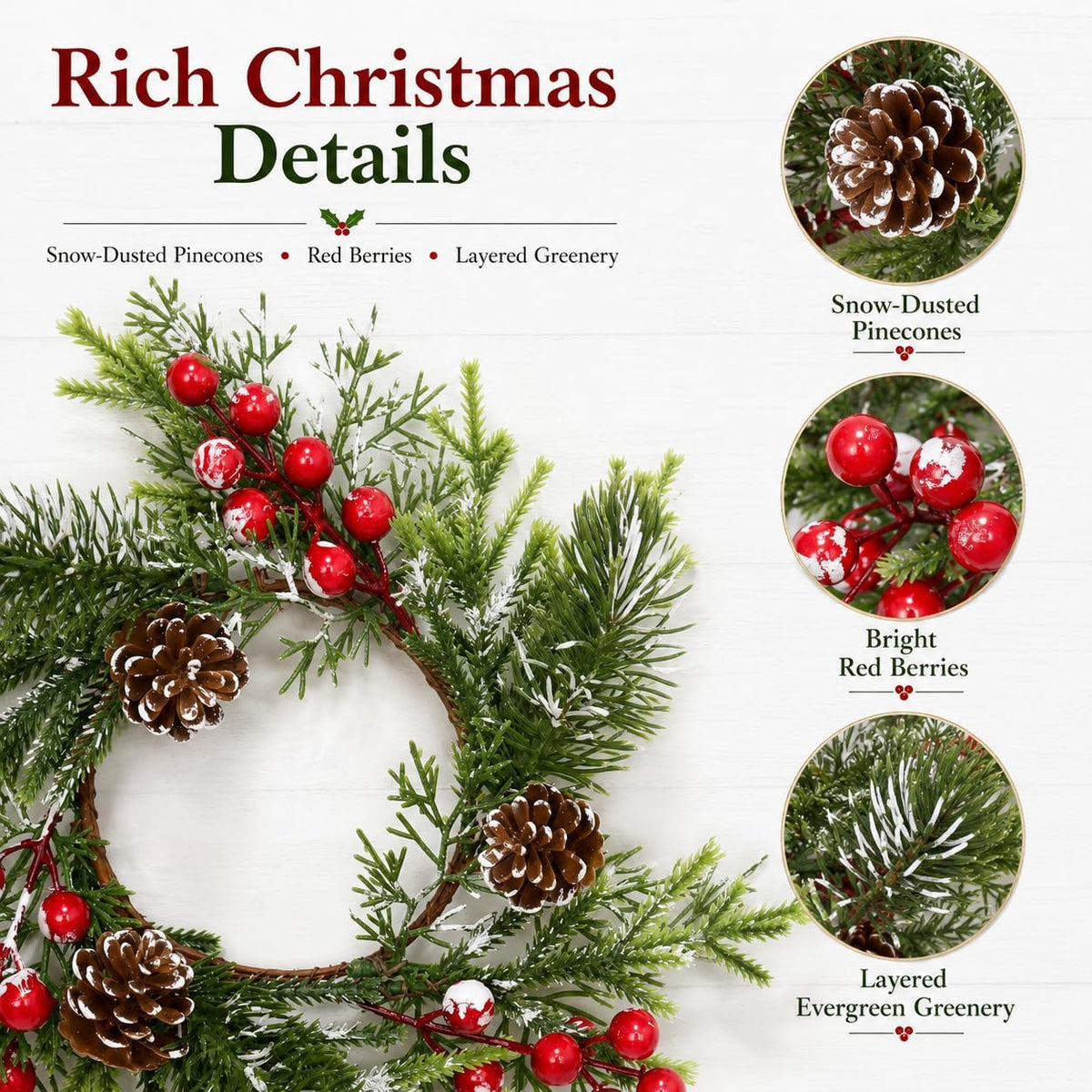 4 Pack Candle Ring Wreath for Table Centerpiece Farmhouse Decor
