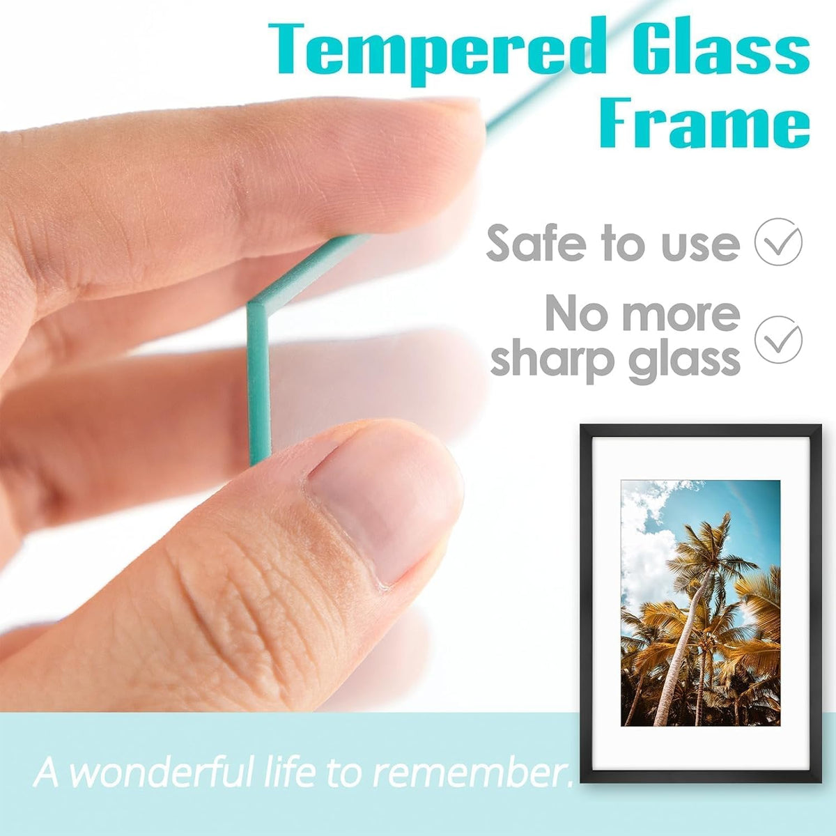 Frametory 16x24 Black Picture Frame with Real Glass Mat for 12x18