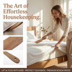 ABOOFAN 2pcs Mattress Lifters Acacia Wood 10.10X2.44X0.47in