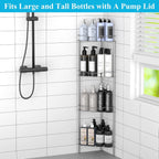 HuggieGems Metal Floor Standing Corner Shower Caddy, Gray, 4 Tier