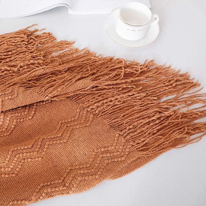 BOURINA Almond Throw Blanket 50 x90 Inches Throw Textured Solid Soft Sofa Throw - Image 3