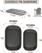 Enamel Turkey Roasting Pan with Rack Set, Casserole Dishes for Oven