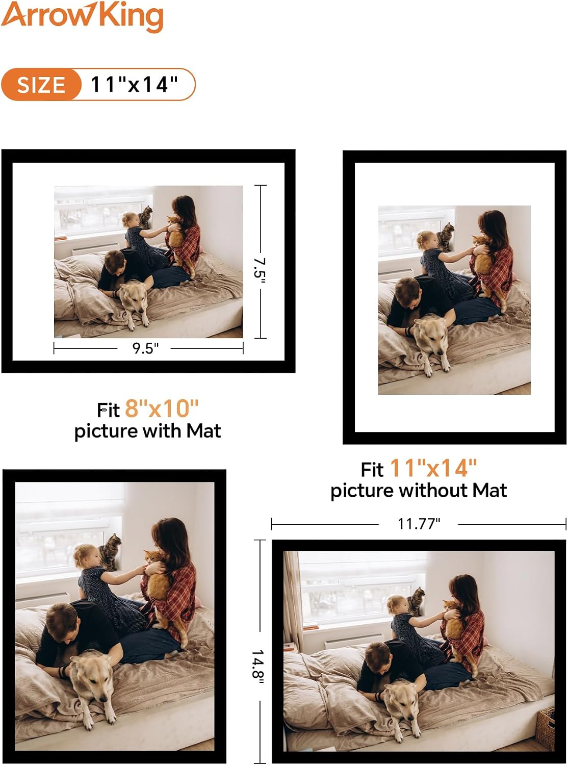 11x14 Black Picture Frames Set of 4, Gallery Wall, Poster Frame
