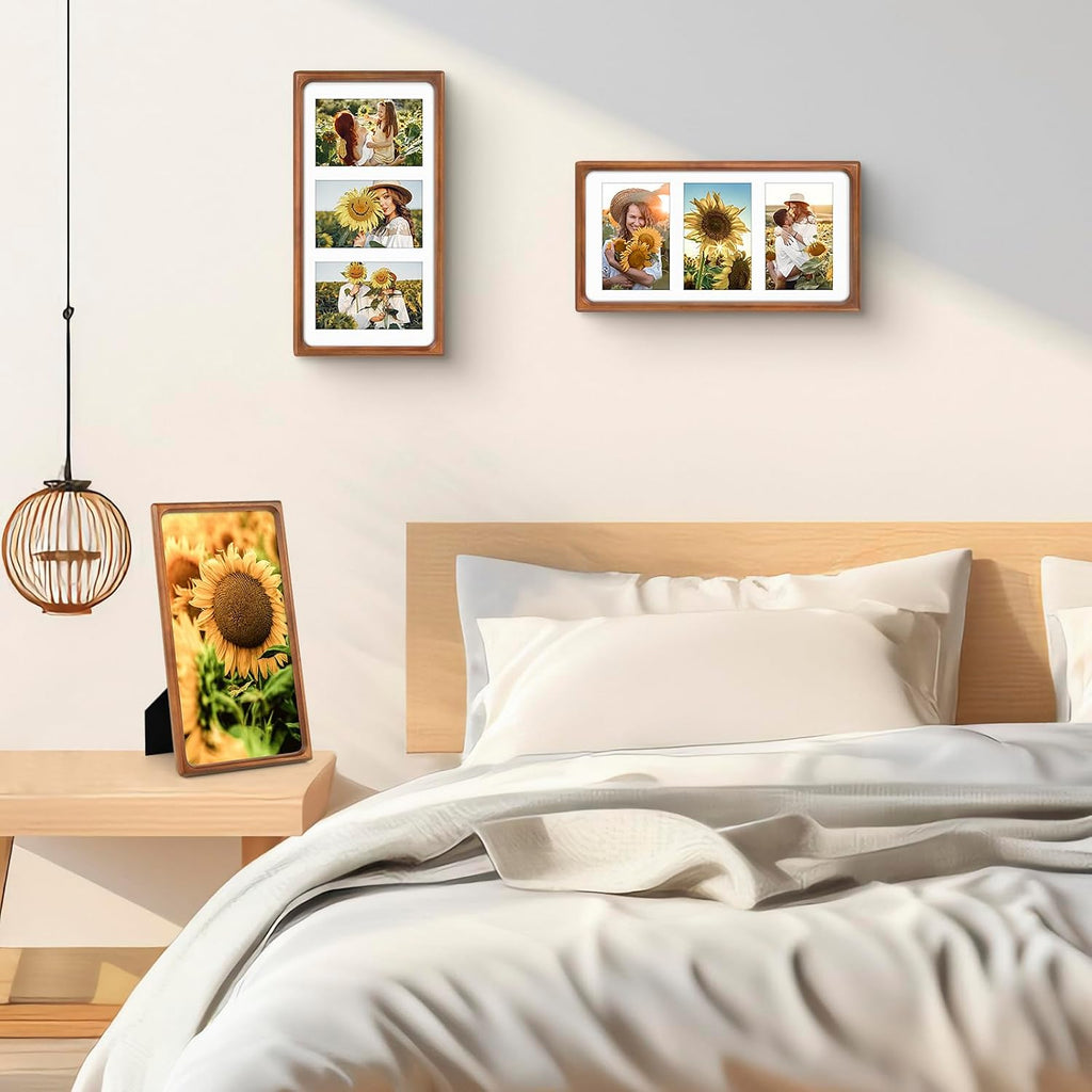 Golden State Art 4x6 Collage Picture Frame,Solid Wood & Real Glass,3 Photos