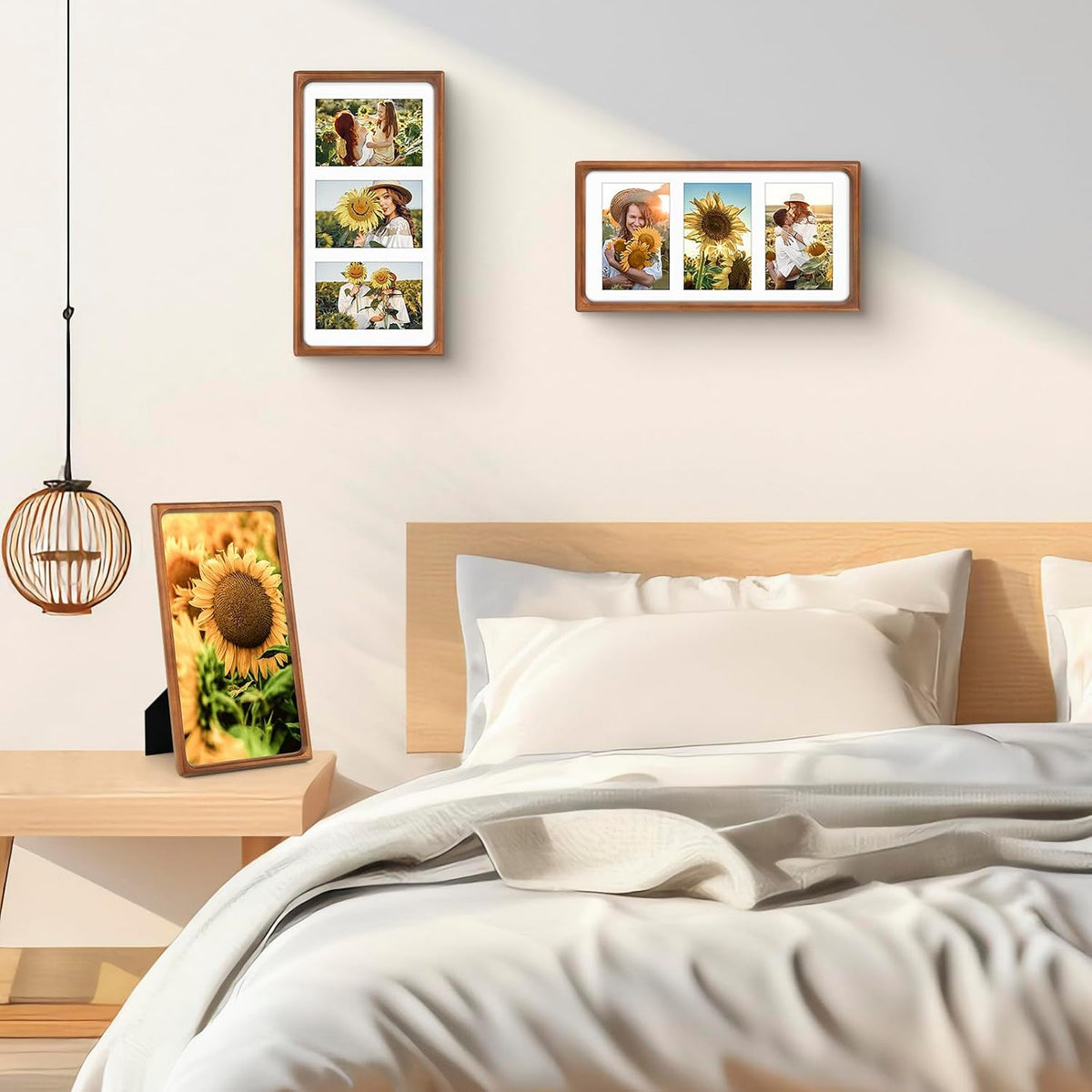 Golden State Art 4x6 Collage Picture Frame,Solid Wood & Real Glass,3 Photos