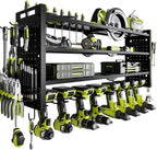 Power Tool Drill Holder Wall Mount, 4Tier Garage Organizer, Black