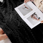 Puncuntex Black Throw Blanket 108"×90" inches Fuzzy 3D Jacquard Decorative - Image 6