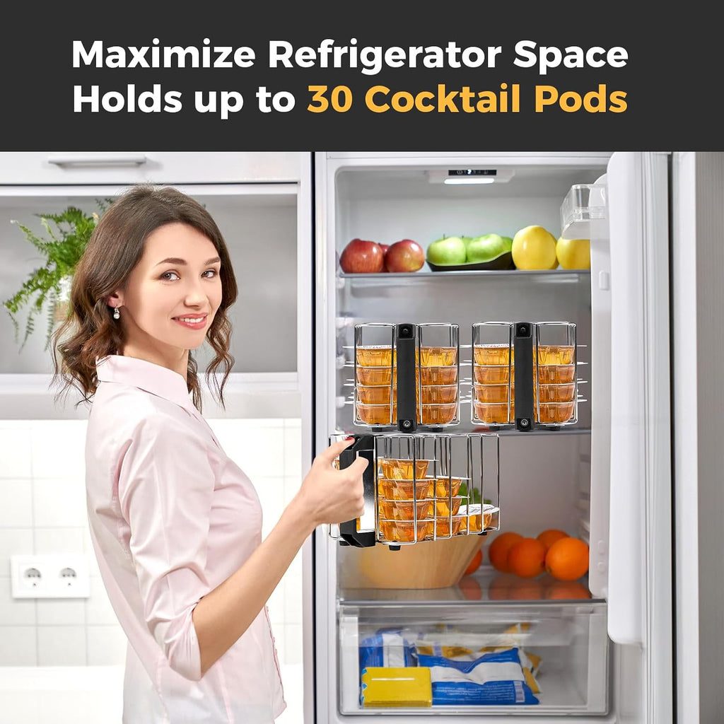 Cocktail Capsules Holder for Refrigerator,Storage for Bartesian Cocktail Capsule in Refrigerator , Hold Up to 30 Capsule Pods, 304 Stainless Steel