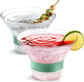 luxail Martini Glasses, Plastic Reusable Insulated Freeze Martini Cooling Cups, Gel Chiller, Double Wall Stemless Martini Glasses Set of 2, 9 Oz Capacity, Martini Gifts, 2 Reusable Cocktail Straws