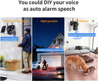 LETSCEE Dual Lens Security Cameras Wireless Outdoor，Solar Cameras for Home Security，Motion Detection,Night Vision,No Month Fee,IP65 Water Proof