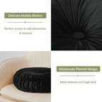 HIG Set of 2 Decorative Round Pleated Throw Pillows, Classy Accent Pumpkin - Image 3