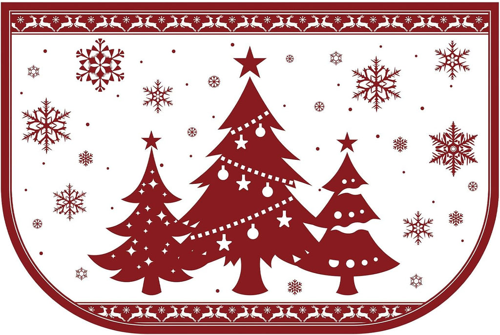 Ceenna Christmas Fireplace Hearth Rug Fire Resistant 24x36,White,Snowflake