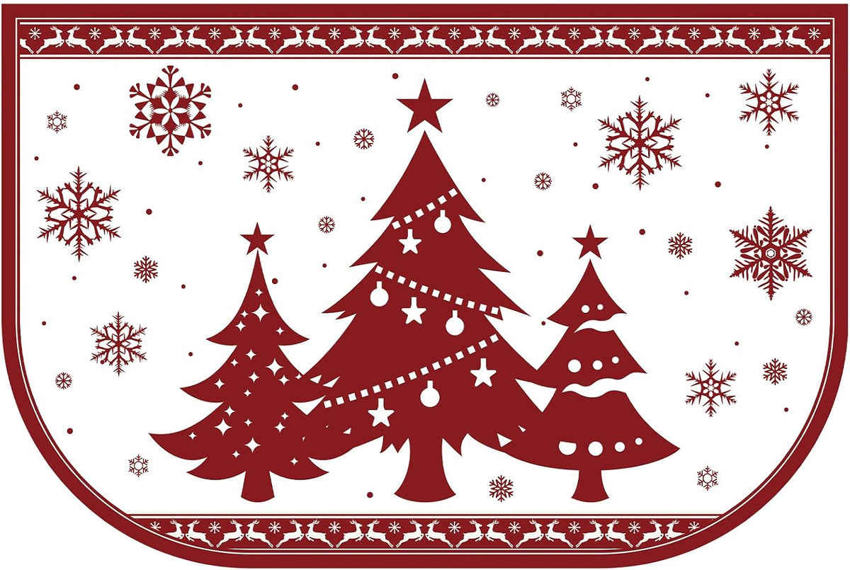Ceenna Christmas Fireplace Hearth Rug Fire Resistant 24x36,White,Snowflake