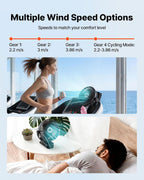 VEVOR Portable Clip Fan, Rechargeable Clip On Fan with Light, USB Port with 3 Speeds & Circulation Mode, Strong Airflow Sturdy Clamp, Long Runtime for Desk, Golf Cart,Outdoor Camping Treadmill,Black