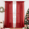 MIULEE Red Linen Curtains 90 Inch Long by MIULEE