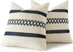 MIULEE Set of 2 Navy Blue Boho Decorative Pillow Covers 18x18 Inch Farmhouse - Image 8