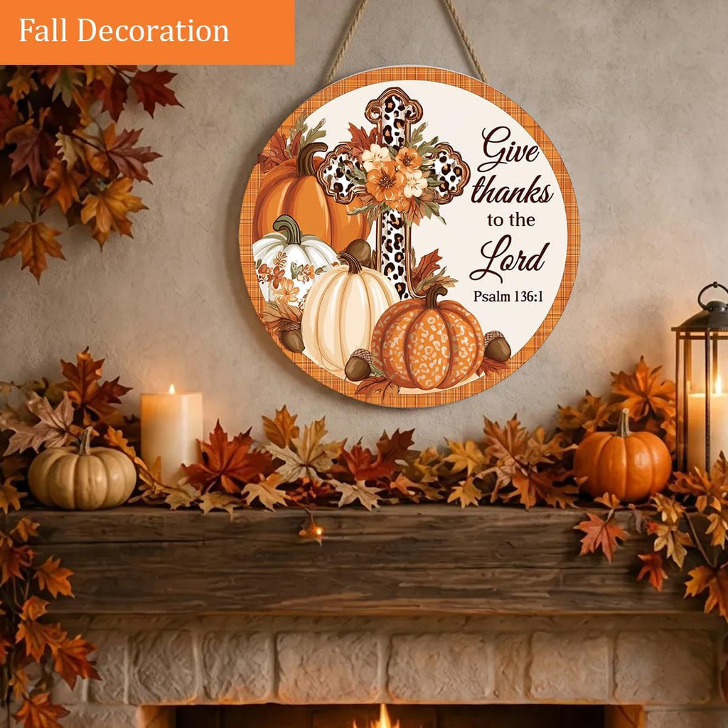 Give Thanks to the Lord Fall Decorations Sign for Home, Fall Christian Sign