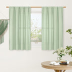 LAMIT Small Window Linen Curtains, 45 Inch Length Light Filtering Faux Linen by LAMIT