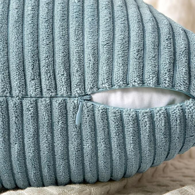 MIULEE Sky Blue Decorative Lumbar Throw Pillow Covers 12x20 Inch - Image 3