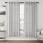 Nanspring Grey Linen Semi Sheer Curtains 72 Inches Long 2 Panels Set by Nanspring