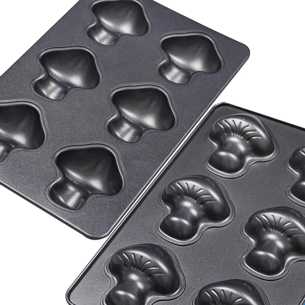 2 Pack Mushroom Baking Pan, 6-Cavity MushroomMuffin Pan Non-stick Cake Pan Heavy Carbon Steel for Oven Baking Cookies Cake Chocolate Madeleine