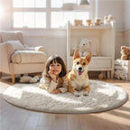 Ophanie Round Rugs 5Ft Ivory Circle Area Rug, Nursery Room Decor, Christmas - Image 3