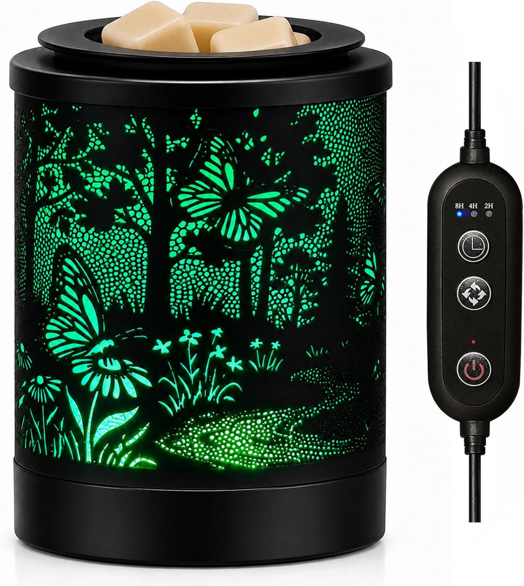 Wax Warmer, Wax Melt Warmer with 7-Color LED Night Light & 2/4/8H Timer