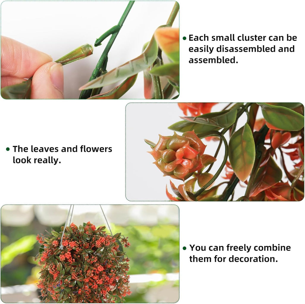 RECUTMS 2Pcs Artificial Fake Fall Hanging Flowers Plants for Outdoors Decor