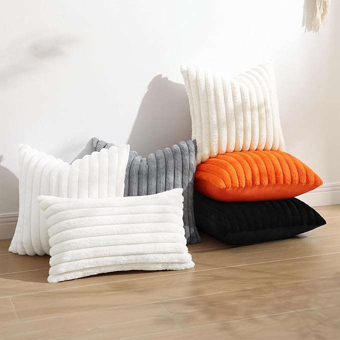 decorUhome Cozy Faux Fur Throw Pillow Covers 20x20 Set of 2 Decorative Soft - Image 7