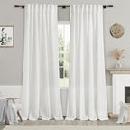 Nanspring White Linen Curtains 91 Inches Long by Nanspring