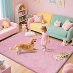 Large Shag Area Rugs for Living Room Bedroom, Big Ultra Soft Fluffy Pink Area - Image 4