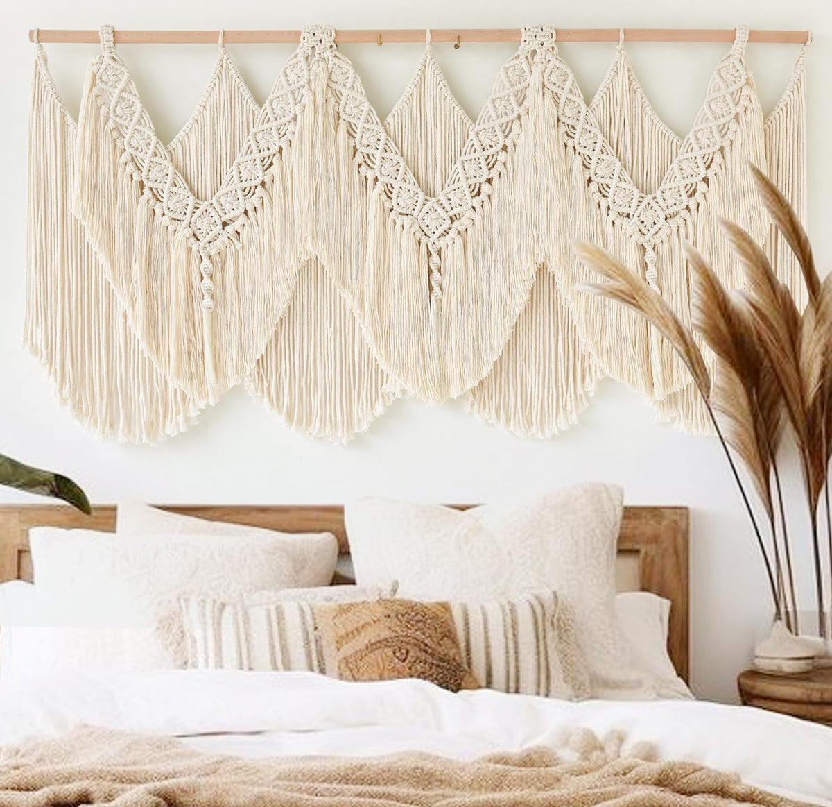 Macrame Wall Hanging Wedding Hanger Tassel Knotting Boho Decor 47"W*25"L
