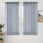 MIULEE Chambray Blue Linen Curtains 54 Inch Length 2 Panels by MIULEE